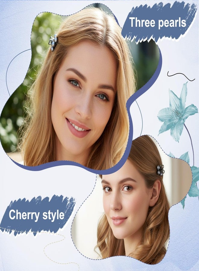 Bremorou 6 Pcs Small Hair Clips For Women, Cute Mini Pearl Claw Clips, Cherry Claw Clip For Half Up Styles, Metal Springs Hair Accessories, Silver Gre Gift For Girls And Women - Image 4